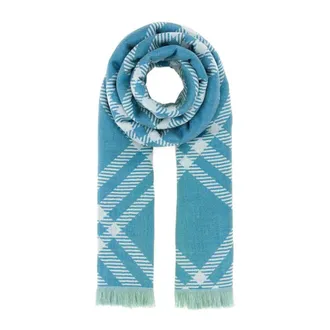 Burberry Embroidered Wool Blend Scarf - unisex - Burberry - Winter Scarves - Blue - ONE SIZE - Accessories