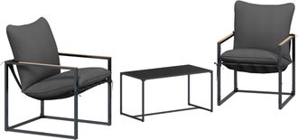 vidaXL Conjunto De Sof&aacute;s De Jard&iacute;n 3 Uds. Negro Y Antracita Acero Vidaxl