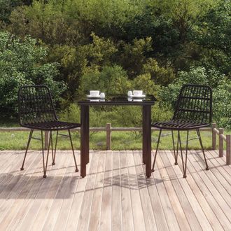 vidaXL Juego De Comedor De Jard&iacute;n 3 Piezas Rat&aacute;n Sint&eacute;tico Negro Vidaxl