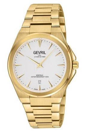Gevril Group Montauk Stainless Steel Bracelet Watch, 40mm in White/Gold at Nordstrom Rack