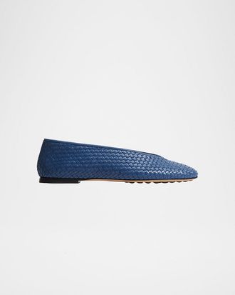 Bottega Veneta Micro Woven Nappa Leather Ballerina Flats