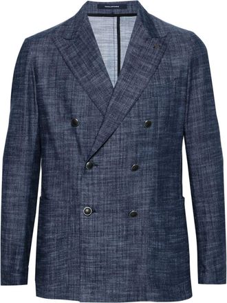 Tagliatore double-breasted denim blazer - men - Cotton/Elastane/Polyester/Cupro - 46 - Blue
