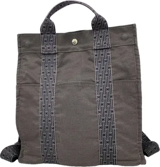Herm&egrave;s Gray Nylon Backpack (Pre-Owned)