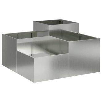 Berkfield Home Garden Planter 80x80x48 cm Galvanised Steel in Grey | Size: 80 x 80 x 48 cm