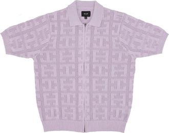 HUF Short Sleeve Polo Monogram Jacquard Zip Sweater - Heren - Vesten - Paars - XL - Katoen - Truien & Vesten