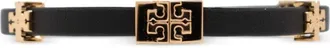 Tory Burch Eleanor bracelet - women - Brass/Bio-Tex - M/L - Black