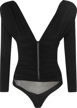 Elisabetta Franchi Lichtgewicht Crepe Jersey Bodysuit - Dames - Bodies - Zwart - S - Tule - Tops