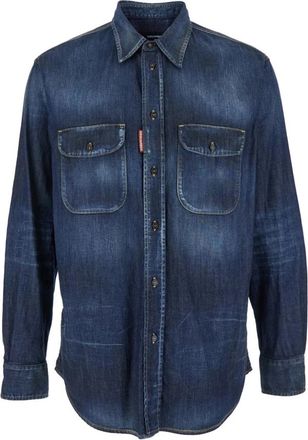 Dsquared2 Pointed Collar Denim Shirt - Heren - Spijkeroverhemden - Blauw - M - Denim - Overhemden