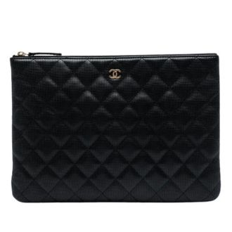 Chanel Pre-owned Clutches, female, Black, Size: ONE SIZE Pre-owned Vintage Leather Clutch