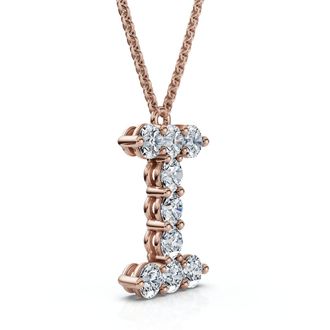 Pompeii3 1Ct Diamond Initial I Pendant 14k Gold 18 Necklace Lab Grown 5/8 Tall