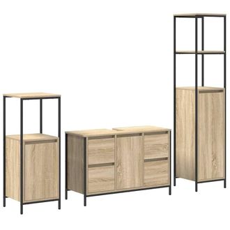 Berkfield Home 3 Piece Bathroom Furniture Set Sonoma Oak Engineered Wood in Light Tan