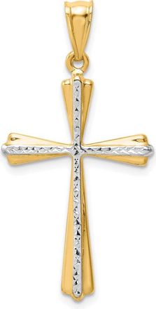 Diamond2Deal 14k Yellow Gold Rhodium Diamond Cut Cross Pendant