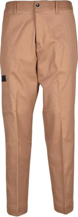 Nine In The Morning Tailored Beige Trousers with Elasticated Waist and Buttoned Welt Pockets