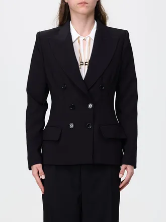 Elisabetta Franchi Blazer doppiopetto in cr&ecirc;pe con spalle imbottite e rever