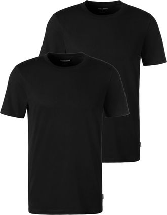 Jack & Jones T-Shirt JACK & JONES Crew-Neck, Herren, Gr. L, schwarz, Jersey, Obermaterial: 100% Baumwolle, unifarben, normal, Rundhals, Shirts T-Shirt, unifarben, 