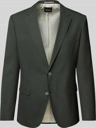 HUGO BOSS Slim Fit 2-Knopf-Sakko aus Schurwoll-Mix mit Leinen-Anteil Modell Jasper in Dunkelgruen, Größe 54
