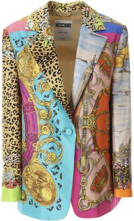 Moschino Multicolor Zijden Foulard Jas - Dames - Blazers - Veelkleurig - M - Jassen