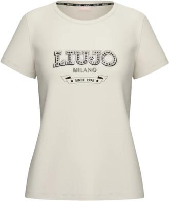 Liu Jo Katoenen T-shirt met Logo-applicatie - Dames - T-shirts - Wit - XL - Katoen - Tops