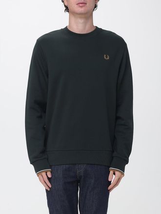 Fred Perry Crew Neck Cotton Sweatshirt with Contrasting Embroidered Logo