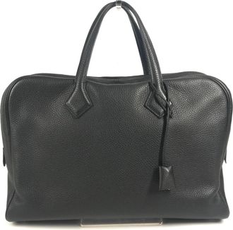 Herm&egrave;s Black Taurillon Clemence Leather Handbag Tote Bag (Pre-Owned)