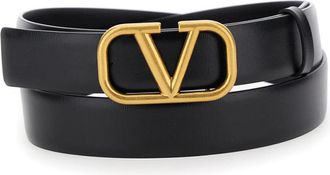 Valentino Garavani Black VLogo Buckle Belt