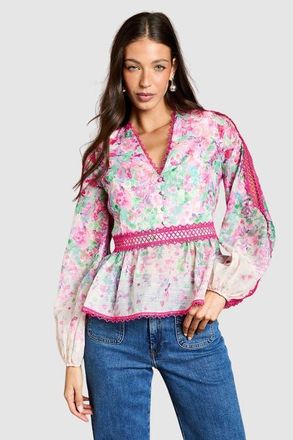 Coast Organza V-Neck Blouse in Pink at Nordstrom, Size 14
