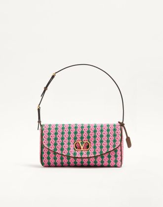 Valentino Garavani Valentino Garavani Devain Small Shoulder Bag In Crochet Fabric Wo