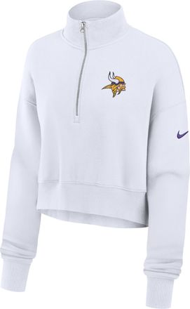 Nike Minnesota Vikings Primetime Phoenix Nike Womens NFL Oversized Cropped 1/4-Zip Crew in White | 01N910A9M-LCD