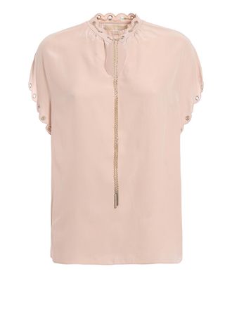 Michael Kors Silk crepe blouse with chain and eyelets