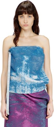 Diesel Sleeveless top in coloured satin denim - Tops - Woman - Blue
