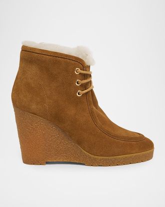 Isabel Marant Cylia Shearling-Trim Suede Ankle Boots