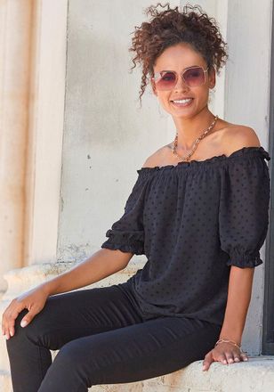 Lascana Womens Ruffled Off Shoulder Blouse