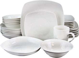 Gibson Home Hagen Square Dinnerware Set in White, Set of 30