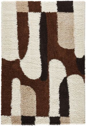 Nazar Rugs Alfombra shaggy de pelo largo dise&ntilde;o gr&aacute;fico - marr&oacute;n - 160x230 cm