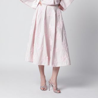 Rotate Orchid Pink Skirt With Floral Embroidery