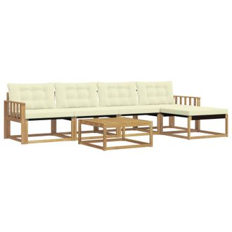 vidaXL Conjunto De Sof&aacute;s De Exterior 6 Pcs Blanco Y Crema Vidaxl