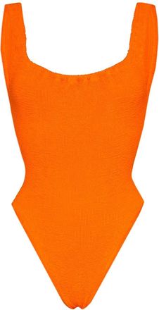 Hunza G square-cut crinkled swimsuit - women - Nylon/Spandex/Elastane - One Size - Orange