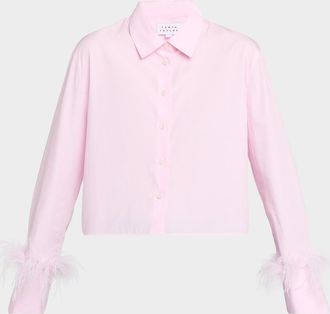 Tanya Taylor Largaux Feathered Button-Front Shirt