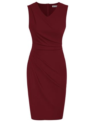 Grace Karin CL1292 - Abito da donna in stile vintage, bodycon, senza maniche, per feste, Vinaccia, XXL