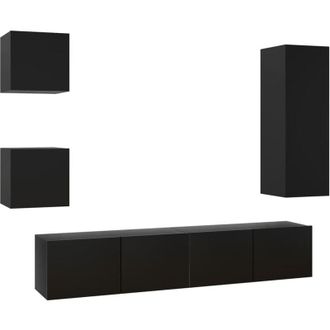 vidaXL Vidaxl - 5 Piece tv Cabinet Set Black Engineered Wood