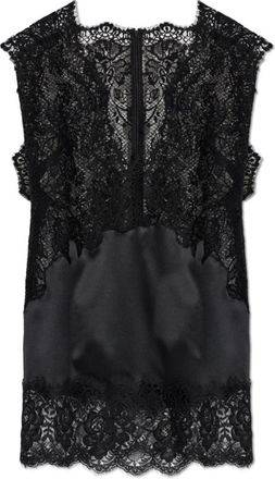 Dolce & Gabbana Korte jurk met kant - Dames - Korte kleedjes - Zwart - M - Katoen - Kleedjes