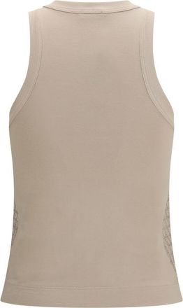 Brunello Cucinelli Womens Beige Cotton Sleeveles T-Shirt