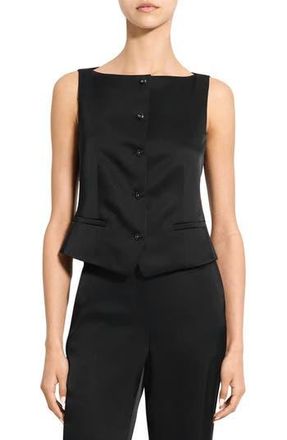 Theory Boat Neck Satin Vest in Black at Nordstrom Rack, Size 12
