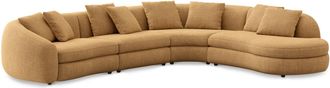 Castlery Fable Extended Chaise Sectional Sofa Right Facing Customized, Caramel, Machine Washable, Ultra Deep Seats for Sofas, Castlery