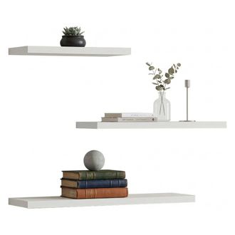 Dmora Estante Roscigno, 3 Niveles, Set De 3 Estantes, 30x2x14h Cm Blanco