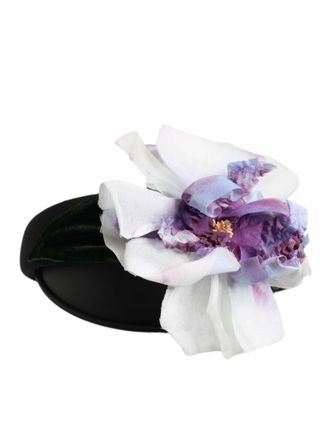 Dolce & Gabbana Womens Black Green Silk Purple White Floral Appliqu&eacute; Accessory Headband