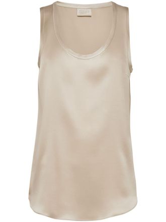 Brunello Cucinelli Zijden top met ronde hals - Beige