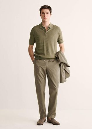 Mango Polo maglia sottile texture kaki - Uomo - XL - MANGO MAN