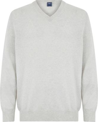 Fedeli Trui met V-hals - Heren - Cashmere truien - Grijs - 3XL - Kasjmier - Truien & Vesten