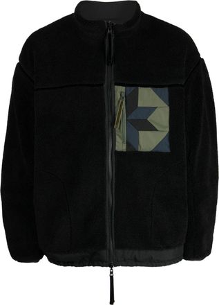 Yoshiokubo patchwork-detailing zip-up jacket - men - Polyester/Polyester - 2 - Black